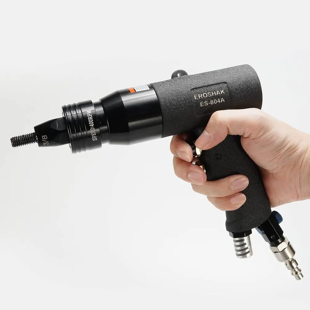 Rivet Nut Gun Air Rivet Nut Pull Setter Tool with 4 Size Quick-Change Nose-Piece Assembly, 5pcs Mandrels Included with Each Size