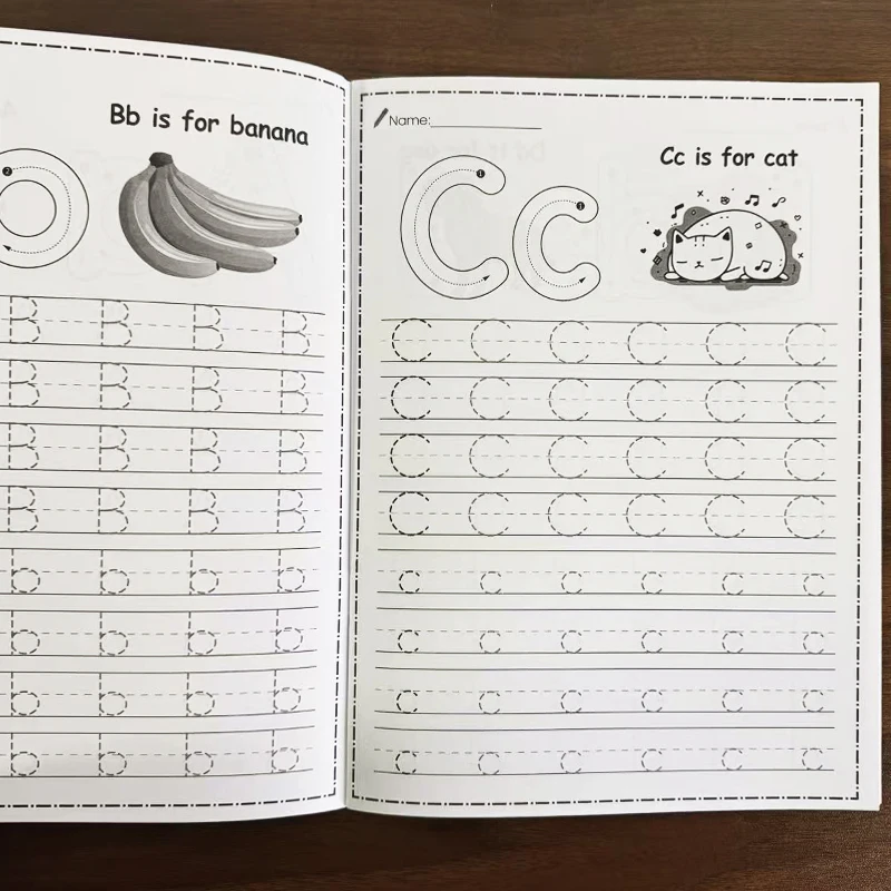 الإنجليزية ABC رسالة المصنف كبير الحروف الصغيرة ممارسة القلم التحكم ممارسة النشاط كتاب الرسوم التوضيحية الممتعة 32 صفحة #4