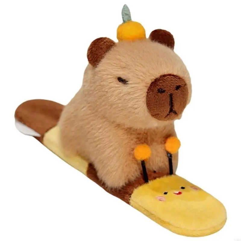 54DA para niños Capybara Slap Pulsera Mini Mandarina Felpa Cómodo Usar Regalo del día del niño Accesorios para Fotos