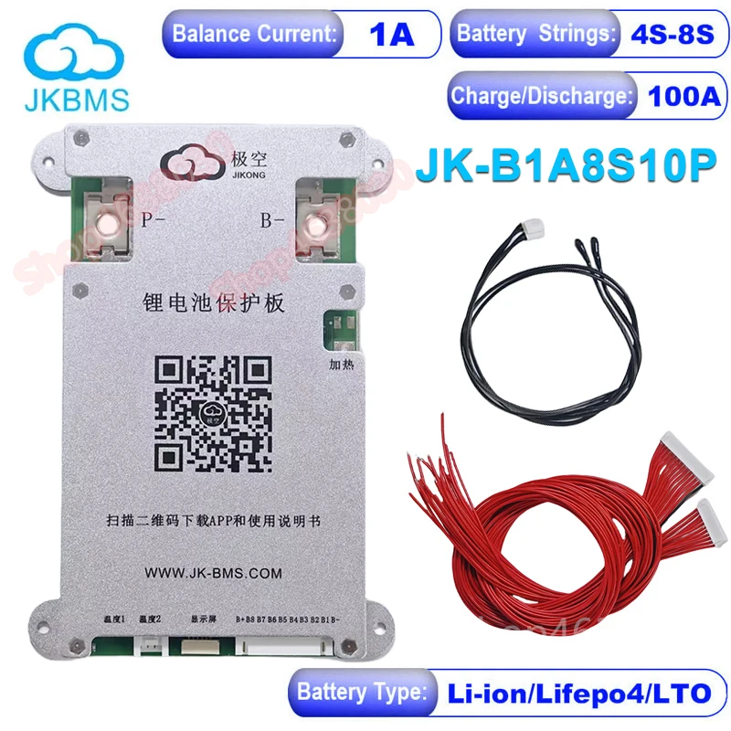 4S-8S 200A jikong BMS Lifepo4 Li-ion Protection Board with Active Balance BMS with 1A 2A Smart Balance Storage Battery