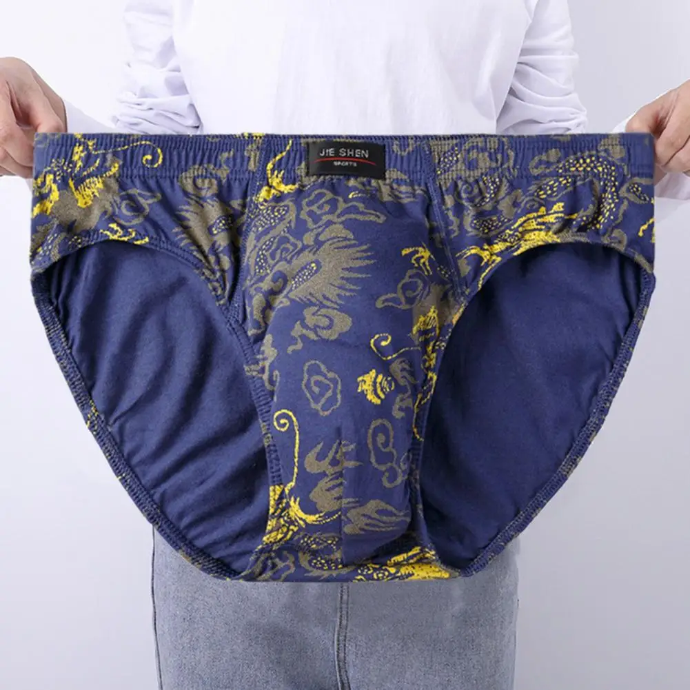 2024 Men Briefs Fashion Print Stretchy Solid Cotton Briefs Men\'s Convex Pouch Panties Breathable Soft Comfortable Men Underwear