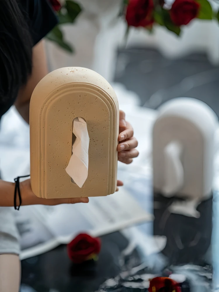 

Каменная коробка для салфеток с отверстием, Dered, входной стол для гостиной, декоративное искусство, чайный столик, коробка для салфеток, органайзер для домашнего хранения