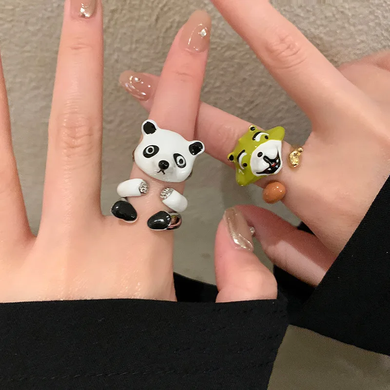 R002 Cute Animals Finger Rings Set,Glaze Fox Panda Rings,Fashion Jewelry Wholesale