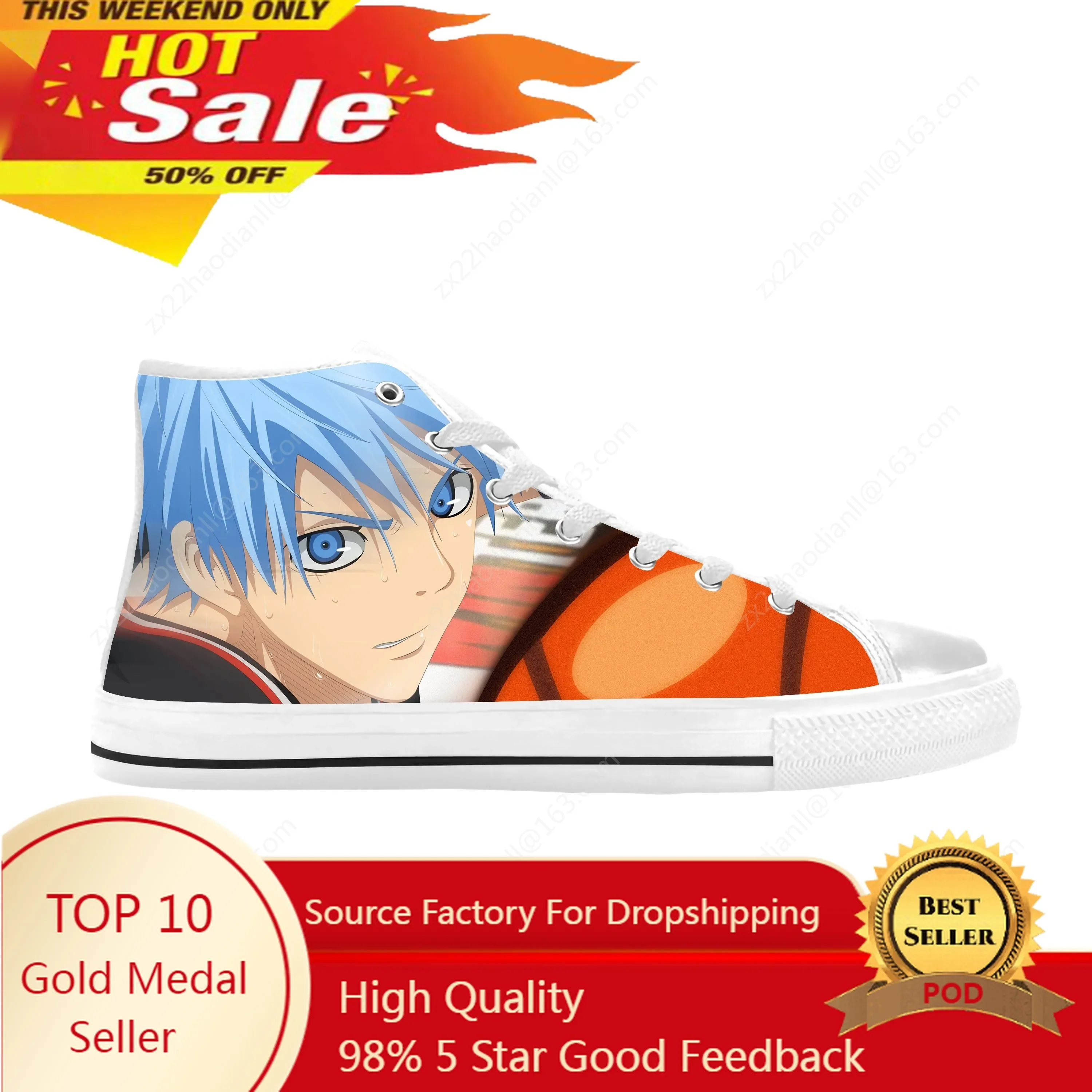

Anime Manga Comic Kuroko No Basket Kuroko Tetsuya Casual Cloth Shoes High Top Comfortable Breathable 3D Print Men Women Sneakers