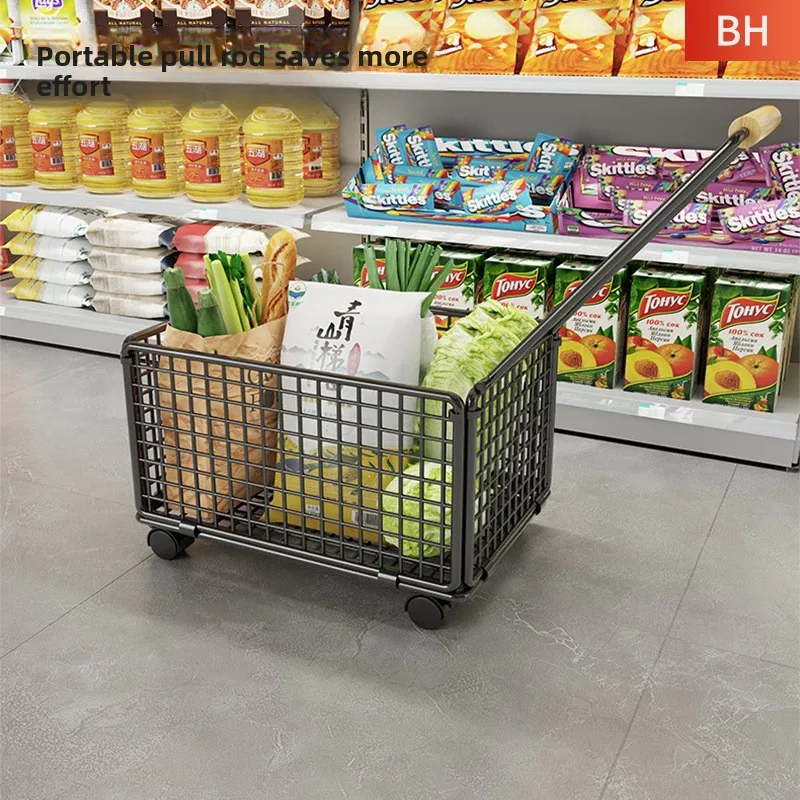 Supermarket shopping basket with pulley Purchasing basket Fruit hand basket Snacks Thickened convenience store Supermarket