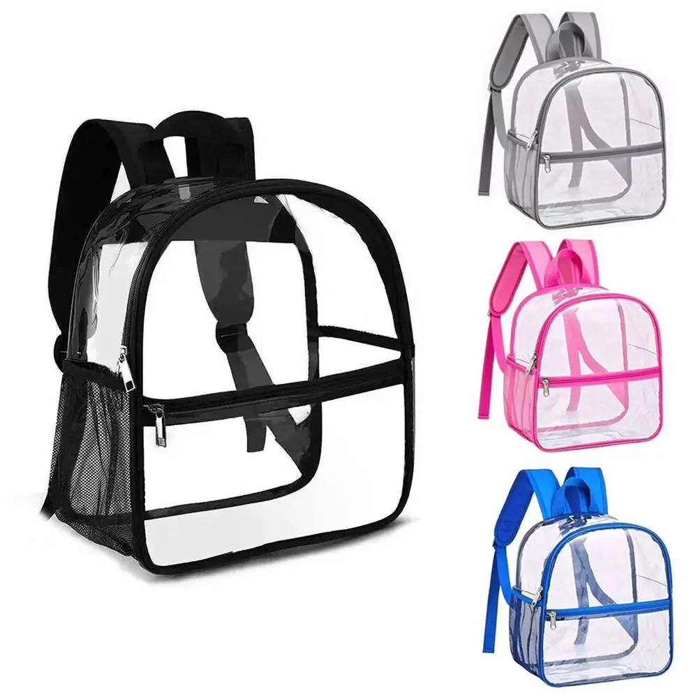 Simple Small Size Transparent PVC Backpack Clear Storage Backpack Jelly Bag Waterproof Messenger Bag School