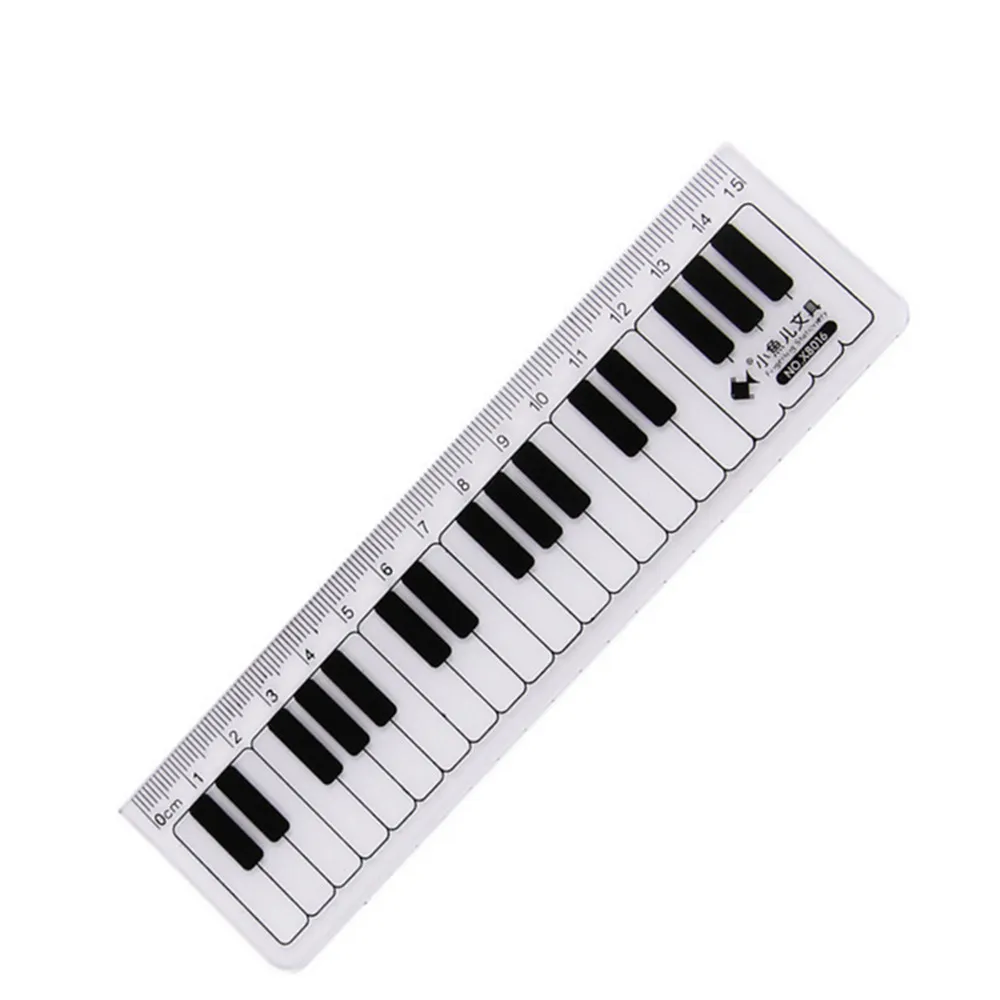 1 Pcs Cute 15cm Black White Musical Notes Piano Transparent Plastic Straight Rulers Drawing Measuring Ruler Student Stationery