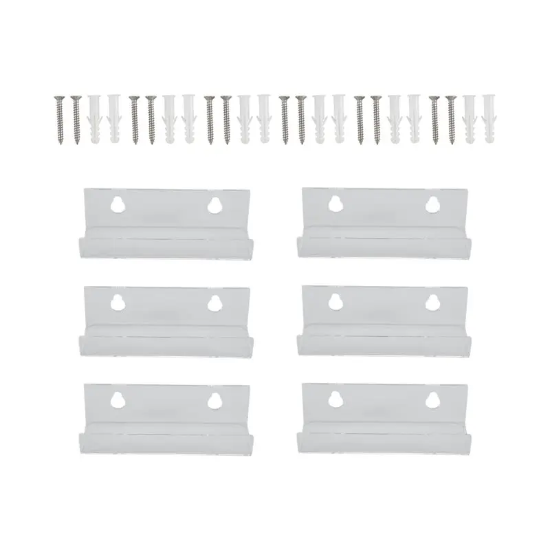 A23F-Vinyl Record Shelf Wall Mount 6 Pack, 4 INCH Clear Acrylic Album Record Holder Display Floating For Bathroom, Bedroom Durab
