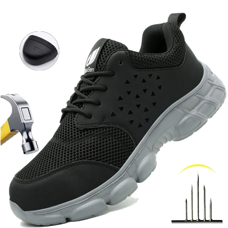 Botas de seguridad de moda para hombre, zapatos de trabajo resistentes al agua, antideslizantes, con punta de acero, elegantes pero protectoras para seguridad en la construcción