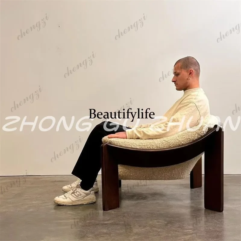 A4567 Medieval style simple solid wood villa negotiation chair cafe leisure chair Italian leisure single sofa