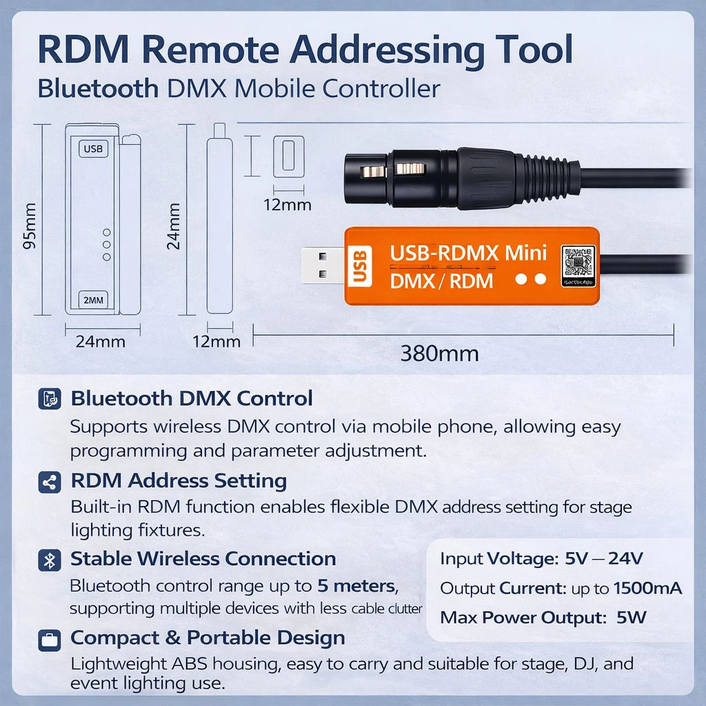 USB RMD DMX2.0 Mobile App DMX512 Dialer Stage Light Wireless DMX Controller RDM Controller Compatible with Android IOS devices