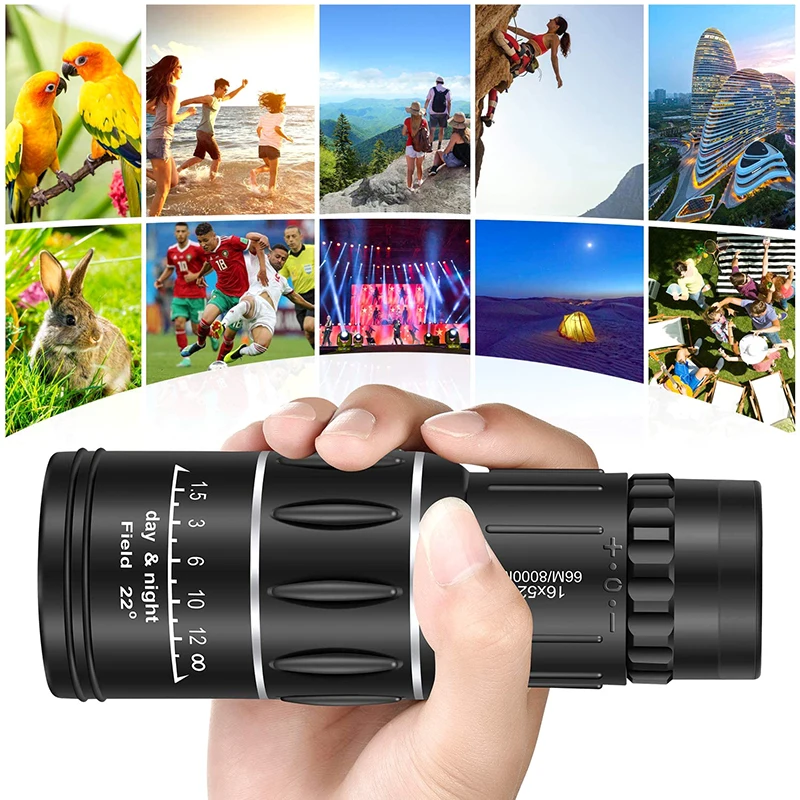 16X52 HD Monocular Telescope Dual Focus Zoom Binoculars 66/8000M Scope With Strap Optical Lens Outdoor Camping Hunting Equipment