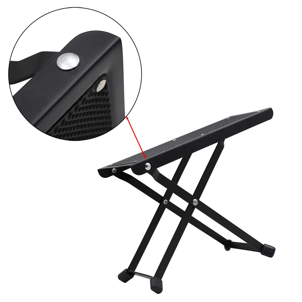 Guitar Footrest Pedal Metal Footboard Black Height Adjustable Non-Slip Pads Foldable Support Foot Stool Guitar Parts Accessories