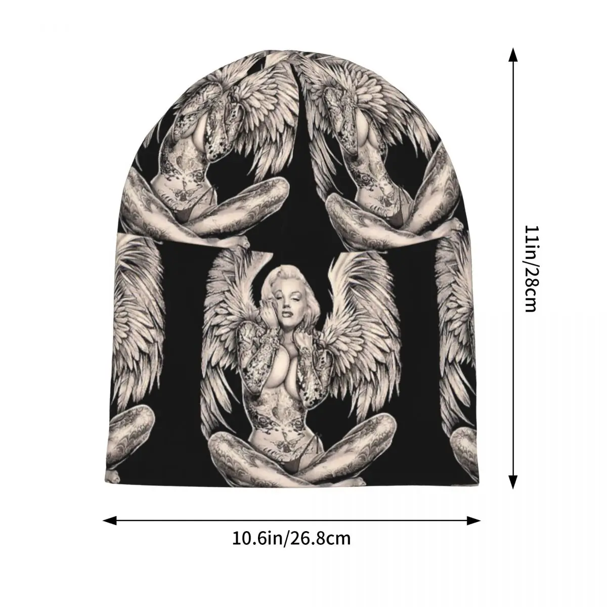 Marilyn Vintage Abstract Tattooed Angel Skullies Beanies Hats Warm Autumn Winter Cap Knitted Bonnet Caps for Men Women Adult