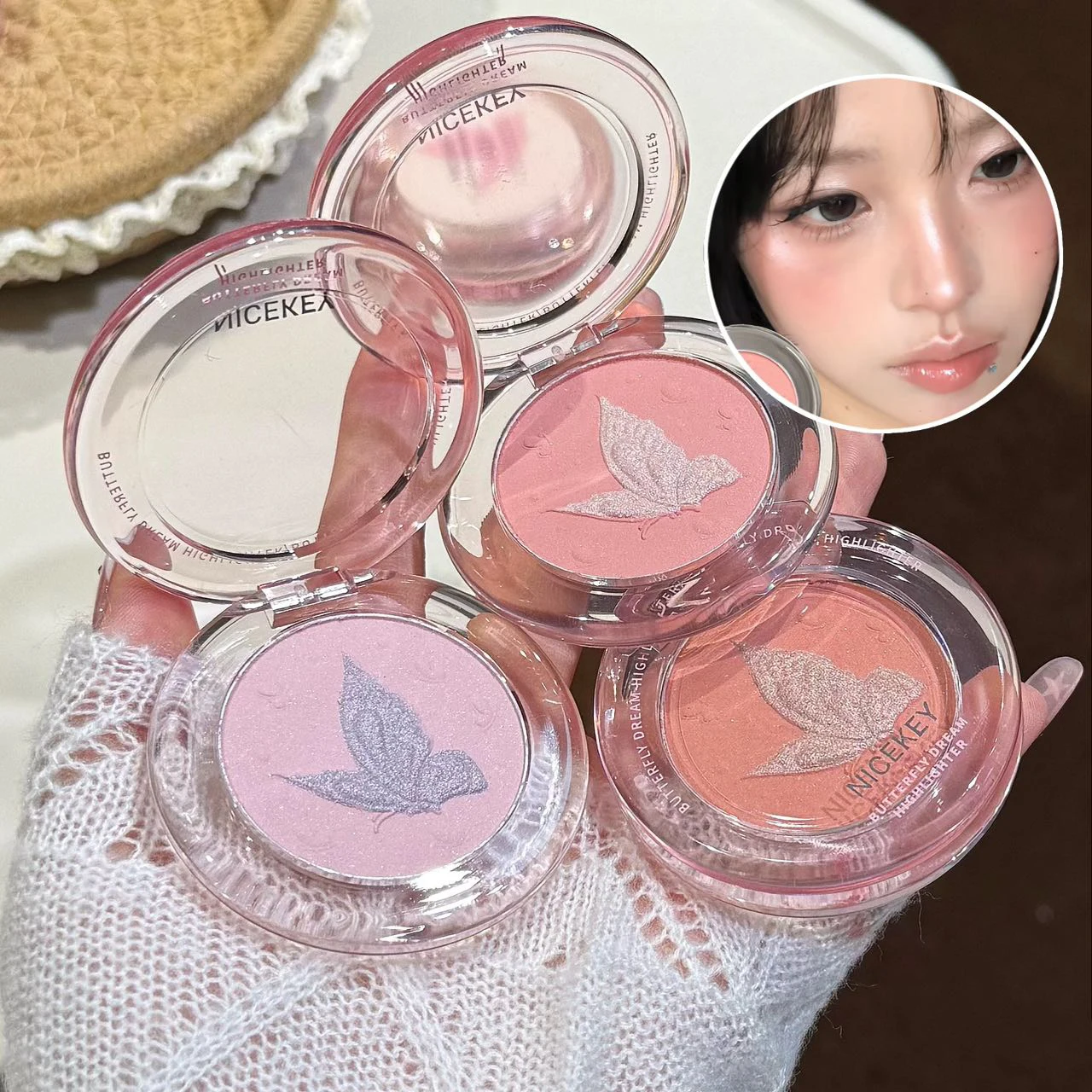 Butterfly Butterfly Blush Highlighter Powder Face Makeup Shimmer Glow Highlight Palette Natural Radiant Cheek Color Blush Lasting Cosmetic - Aliexpress Deal