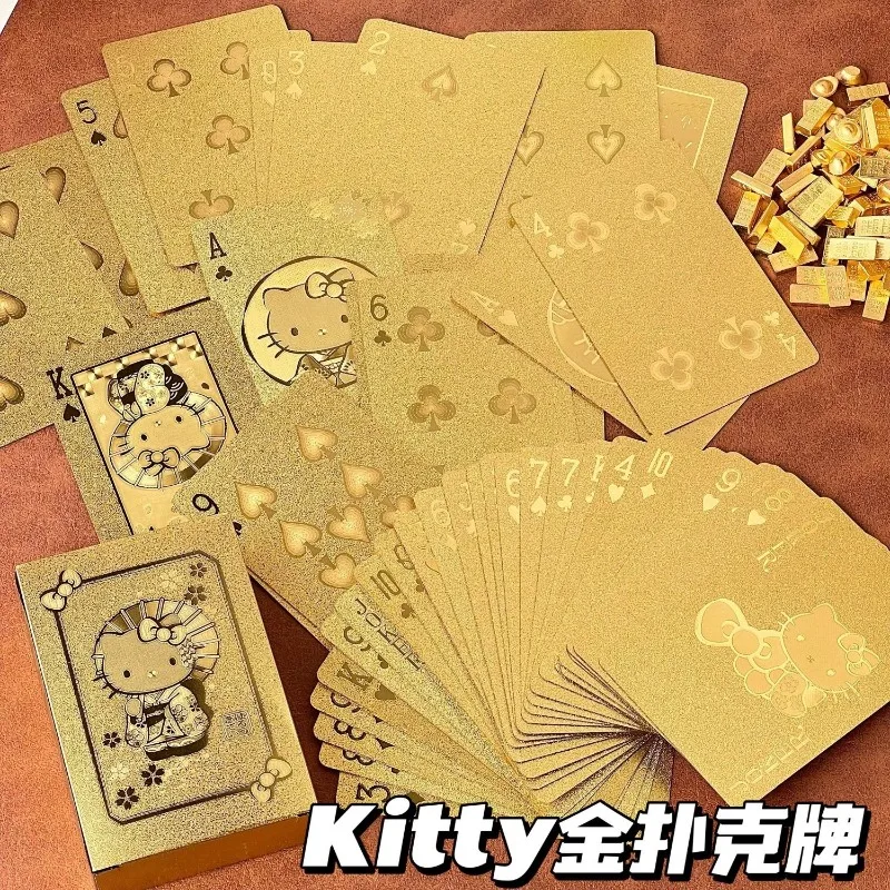

Sanrio peripheral card cute cartoon HelloKitty cat golden poker gold foil poker gold student dormitory game