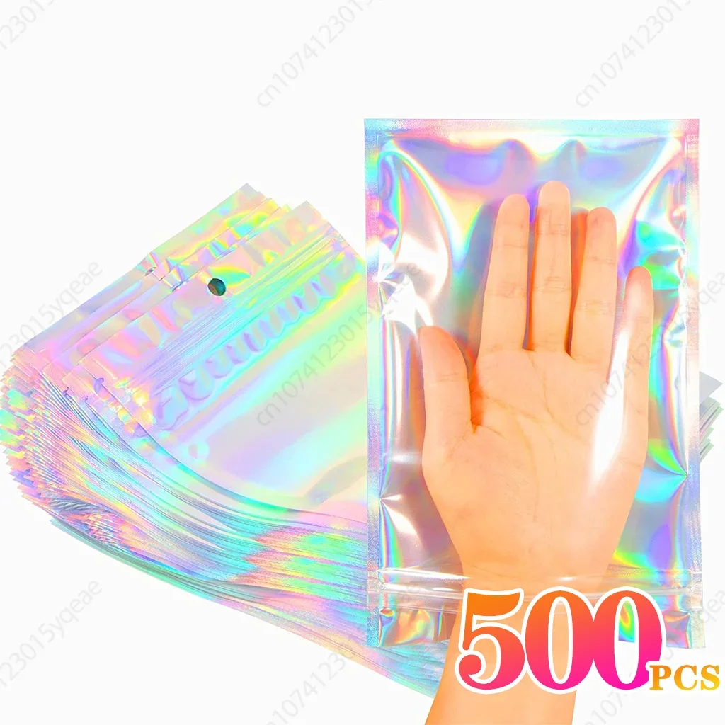 500 pçs saco ziplock laser colar brincos jóias sacos de embalagem de presente casos de telefone celular sacos de embalagem coloridos organizador de cozinha