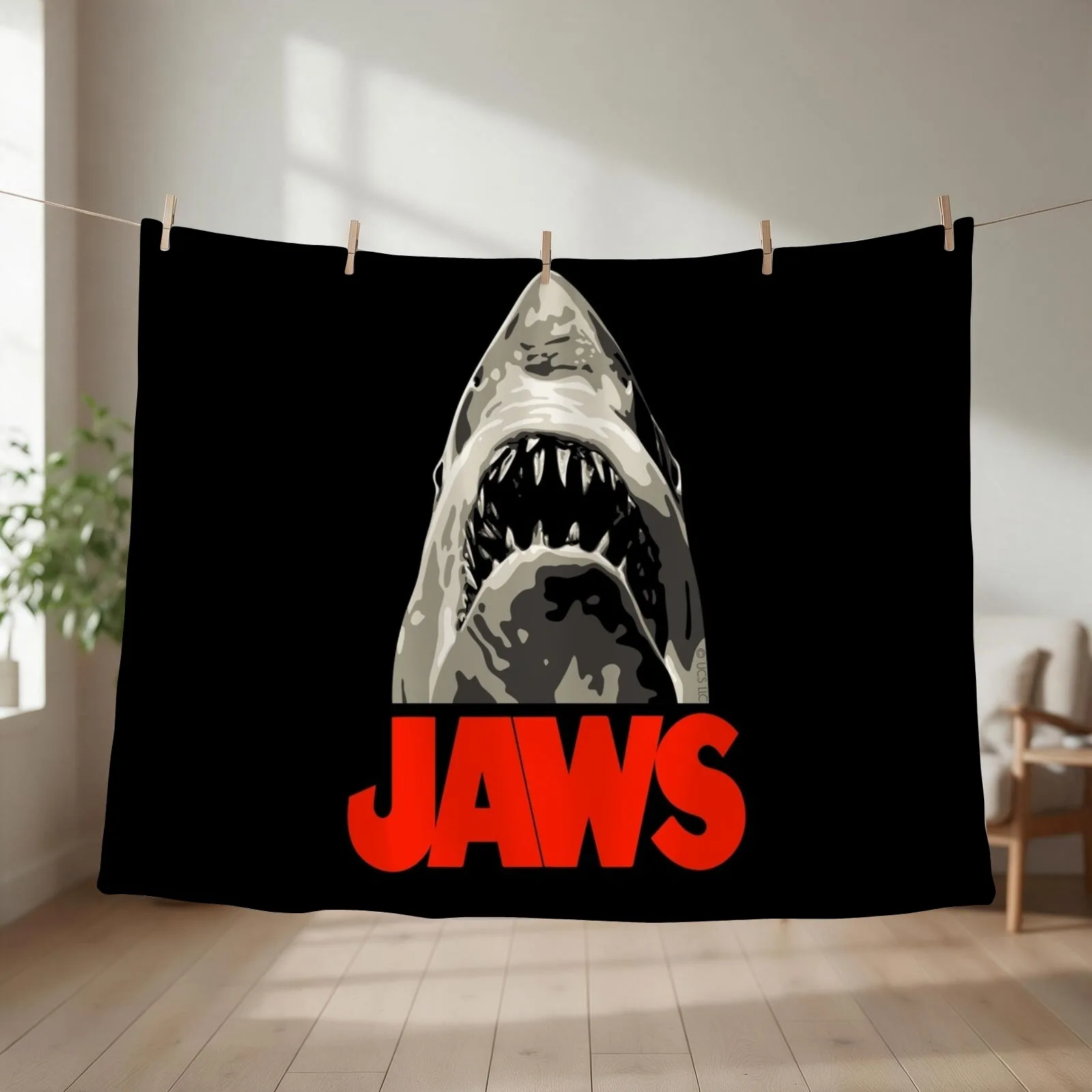JAWS - Great White Shark Throw Blanket couch cozy soft plush fuzzy picnic outdoor blanket