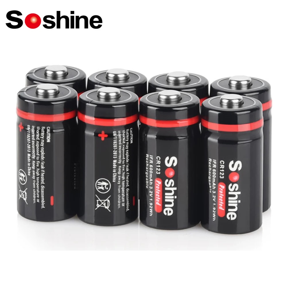 Soshine 16340 600mAh akumulator LiFePO4 3.2V RCR123 CR123 600mAh akumulator z zabezpieczeniem dla latarka LED reflektorów