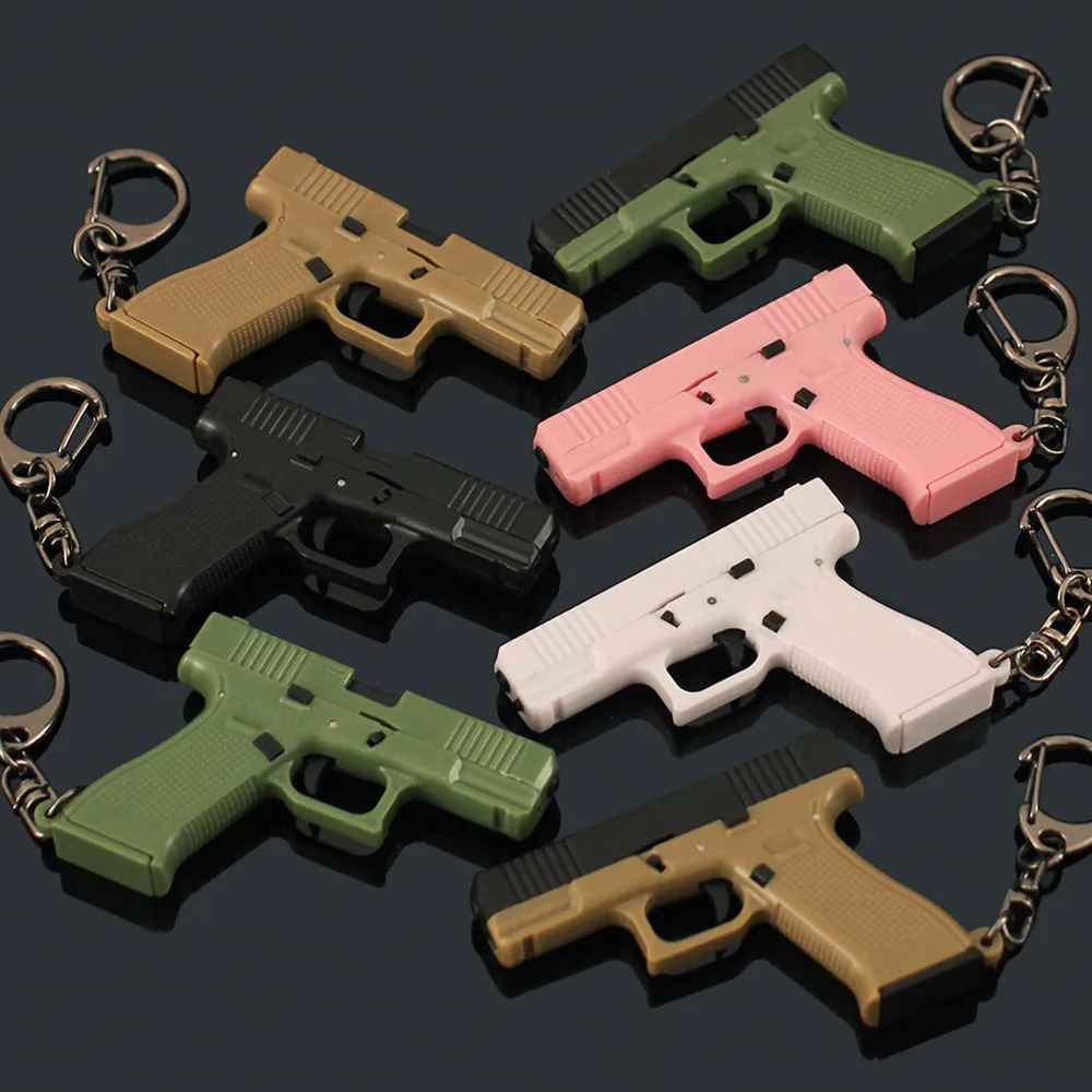 6.5cm Glock G18 Plastic Pistol Weapon Model Keychain Game Pendant Ornaments Model Christmas Gifts Children's Toys Gifts for Boys