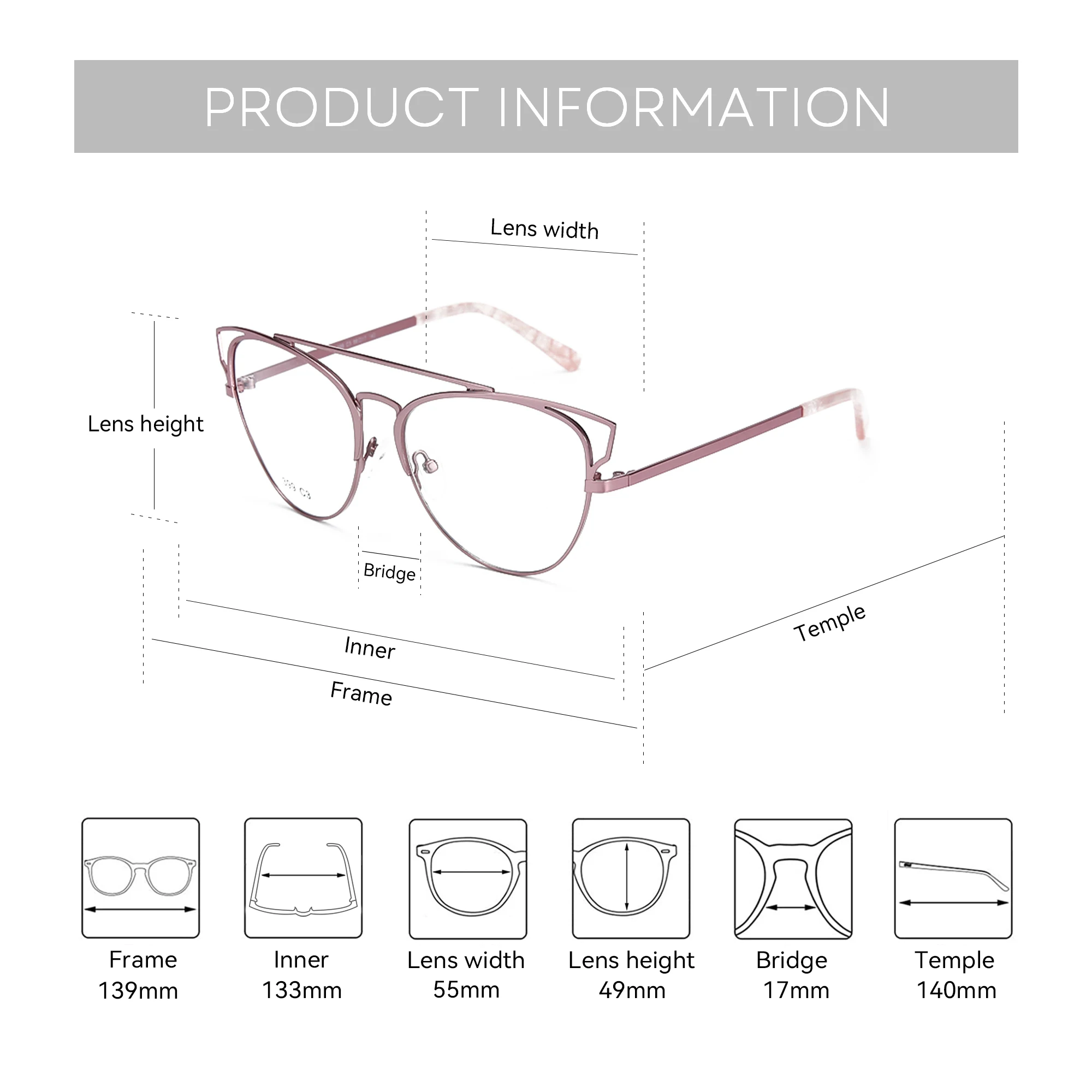 BLUEMOKY 新しいメタルバタフライラウンドフルフレーム処方メガネ、プログレッシブカラーチェンジ、抗青色光光学近視