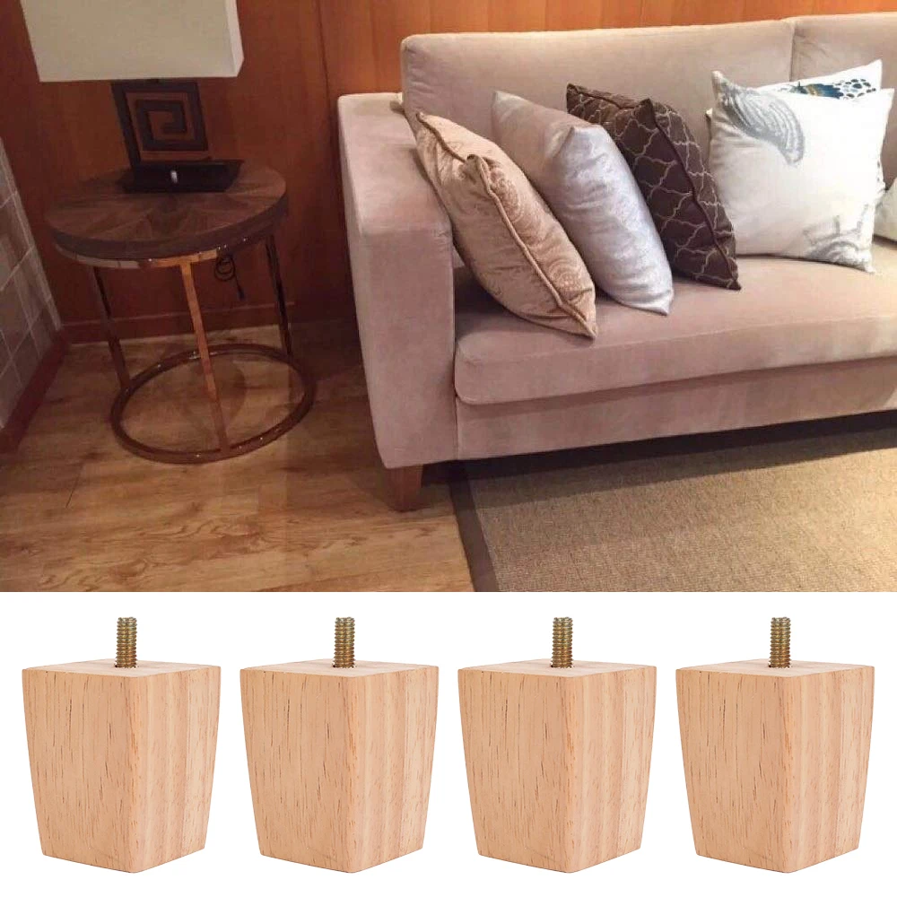 4Pcs 6/10/15CM Solid Wood Furniture Feets Sofa Cabinets Legs Square Bed Table Chair Replacement Feet Home Furniture Accessories image 3