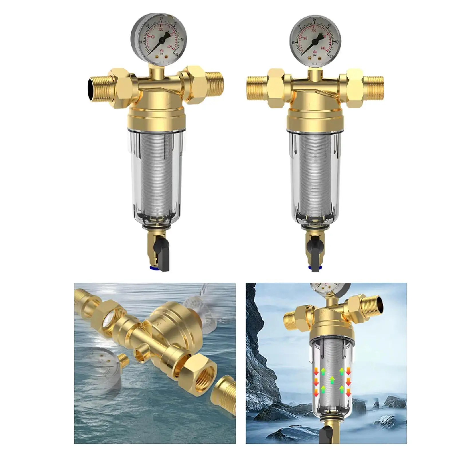 Purificador de água com filtro de retrolavagem, sistema de pré-filtração para casa inteira, purificador de água