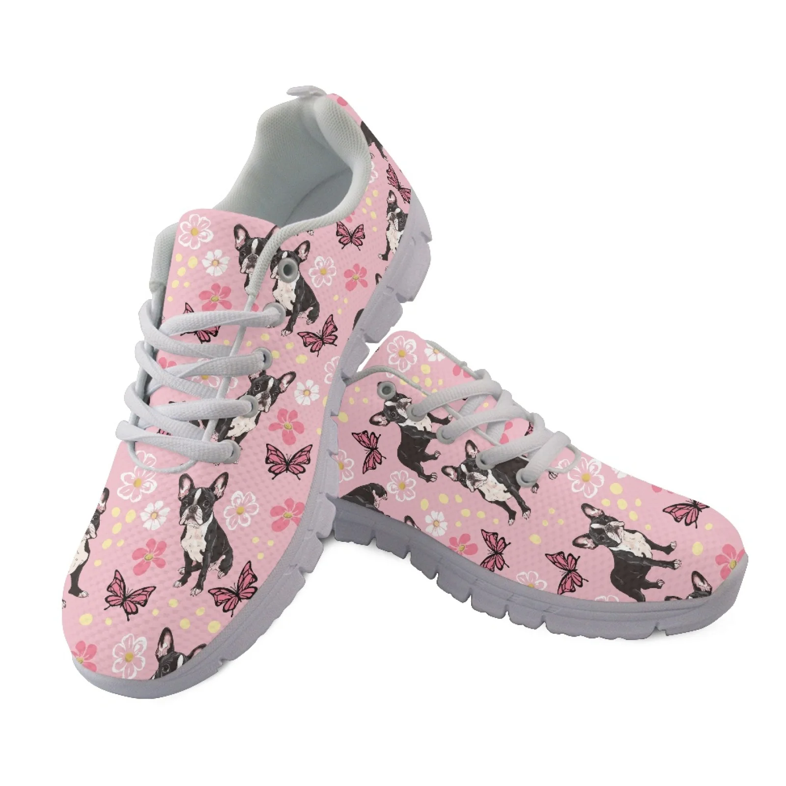 Coloranimal French Bulldog New Design Casual Sport Shoes for Men Mesh & EVA Sole Running Sneakers Fitness Shoes
