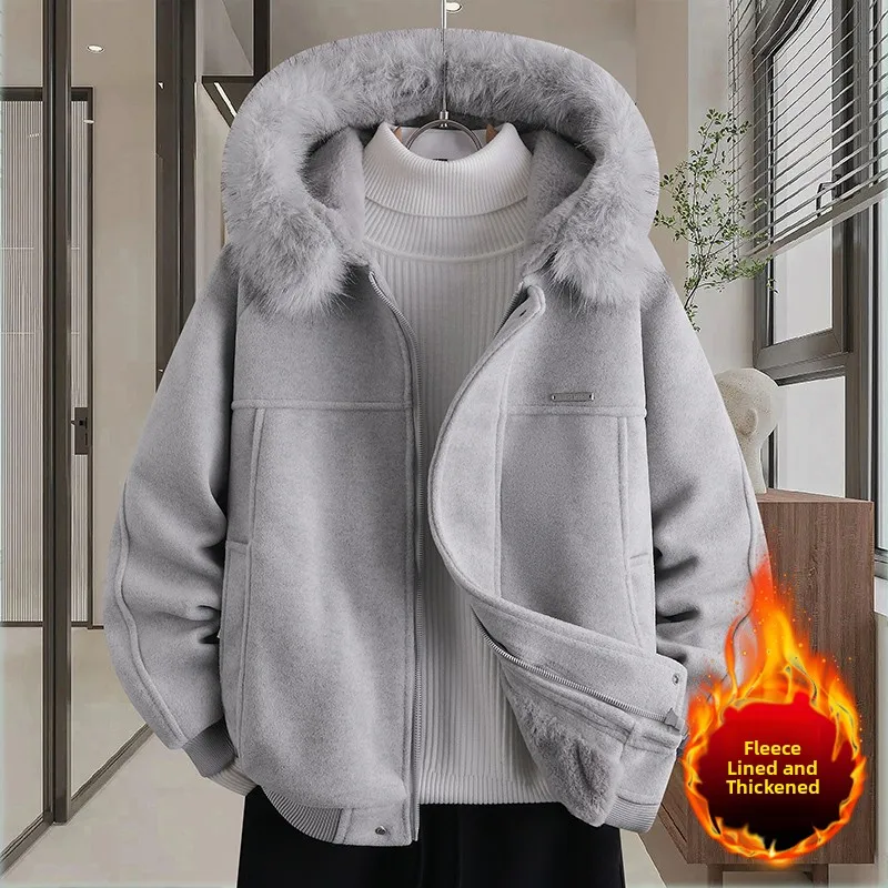 

Мужская утепленная куртка с капюшоном на флисе, новая теплая зимняя модель, хлопковое пальто премиум-класса на молнии, повседневный городской стиль