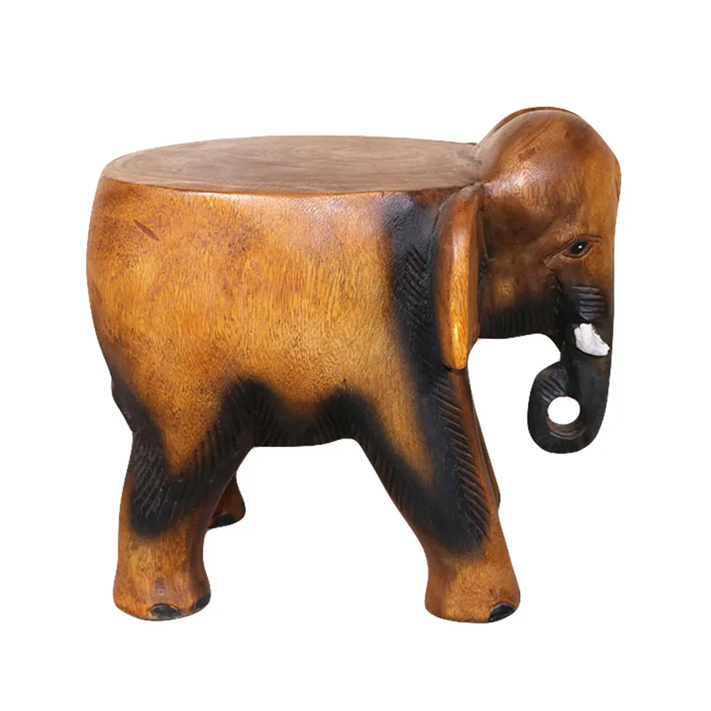 

1Pcs Creative Animal Shaped Elephant Footstool Solid Wood Feet Stool for Office Household Use Round Wooden Step Stool