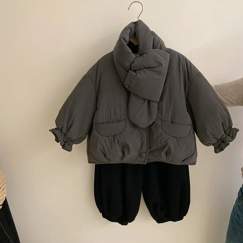 

2025 Girls' Autumn Winter Padded Jacket Warmth Coat Pure Color Thicken Jacket New Fashion Children Clothes 7 To 12 Years Old