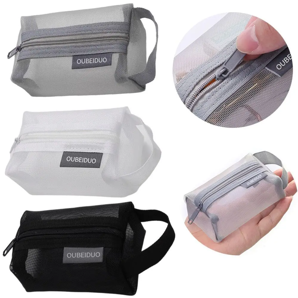 Portable Square Mesh Storage Pouch Breathable Cosmetic Bag Key Organizer Bags Travel Make Up Bag