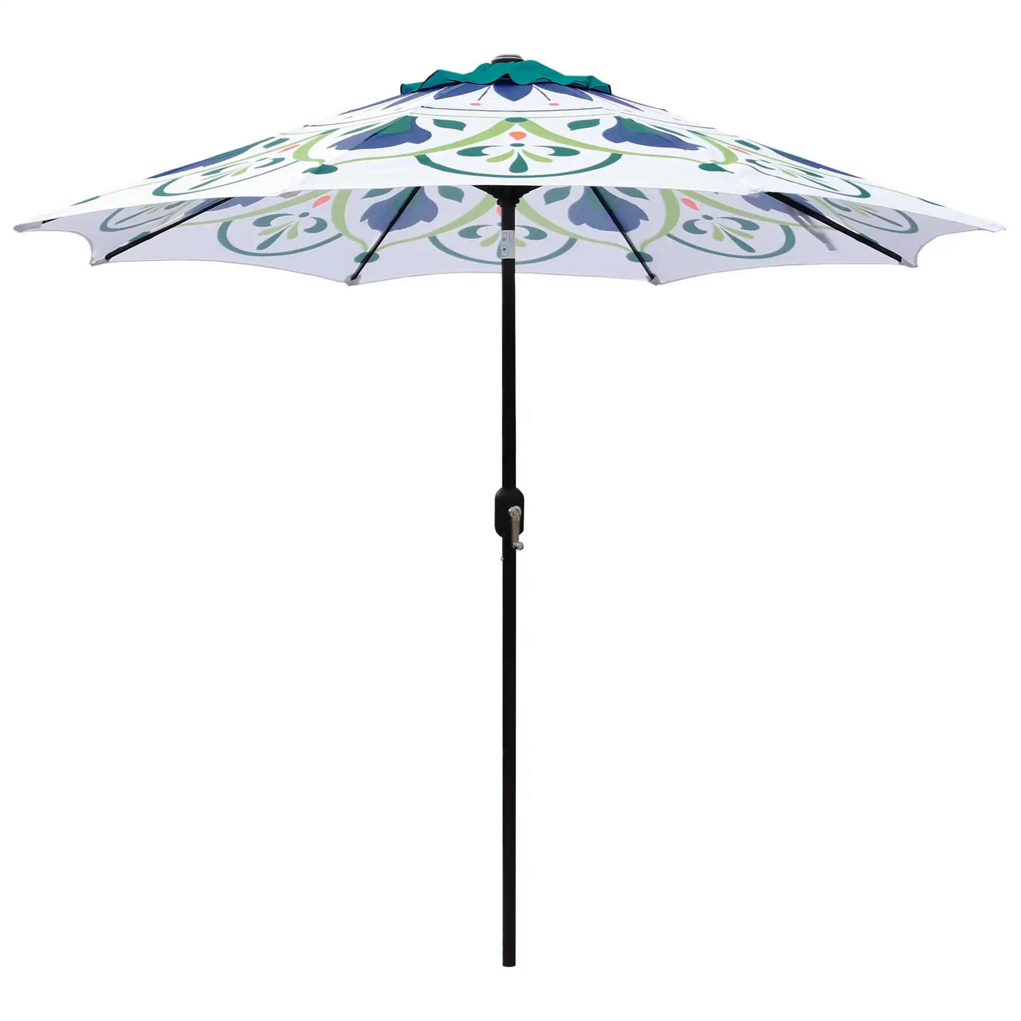 

Outdoor 9ft Patio Umbrella with Crank Handle and Push Button Tilt, Outdoor Market Umbrella with 8