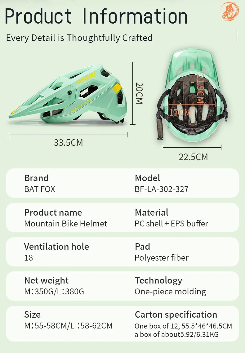 BATFOX Fahrradhelm für Herren und Damen Hochwertiger Integral-geformter Radsport-MTB-Fahrradhelm Straßen- und Mountainbike-Helme Casco Bicicleta – Detail 2