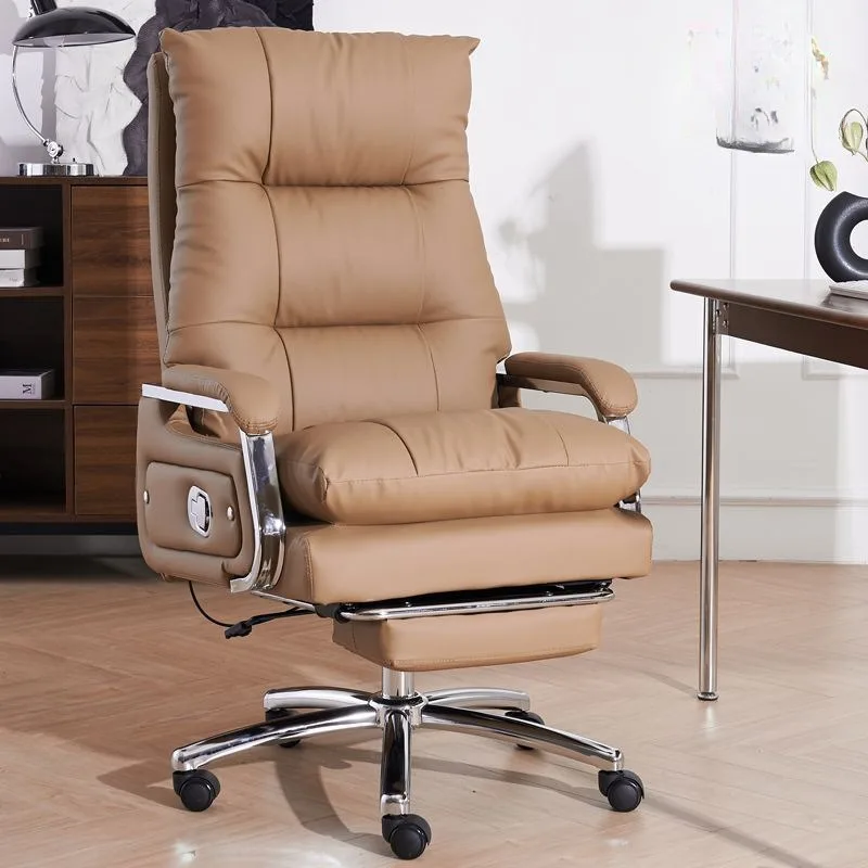 Genuine Leather Executive Chair for Home Office Computer Desk Ergonomic Gaming Chair Reclining Study Room Chair Comfortable