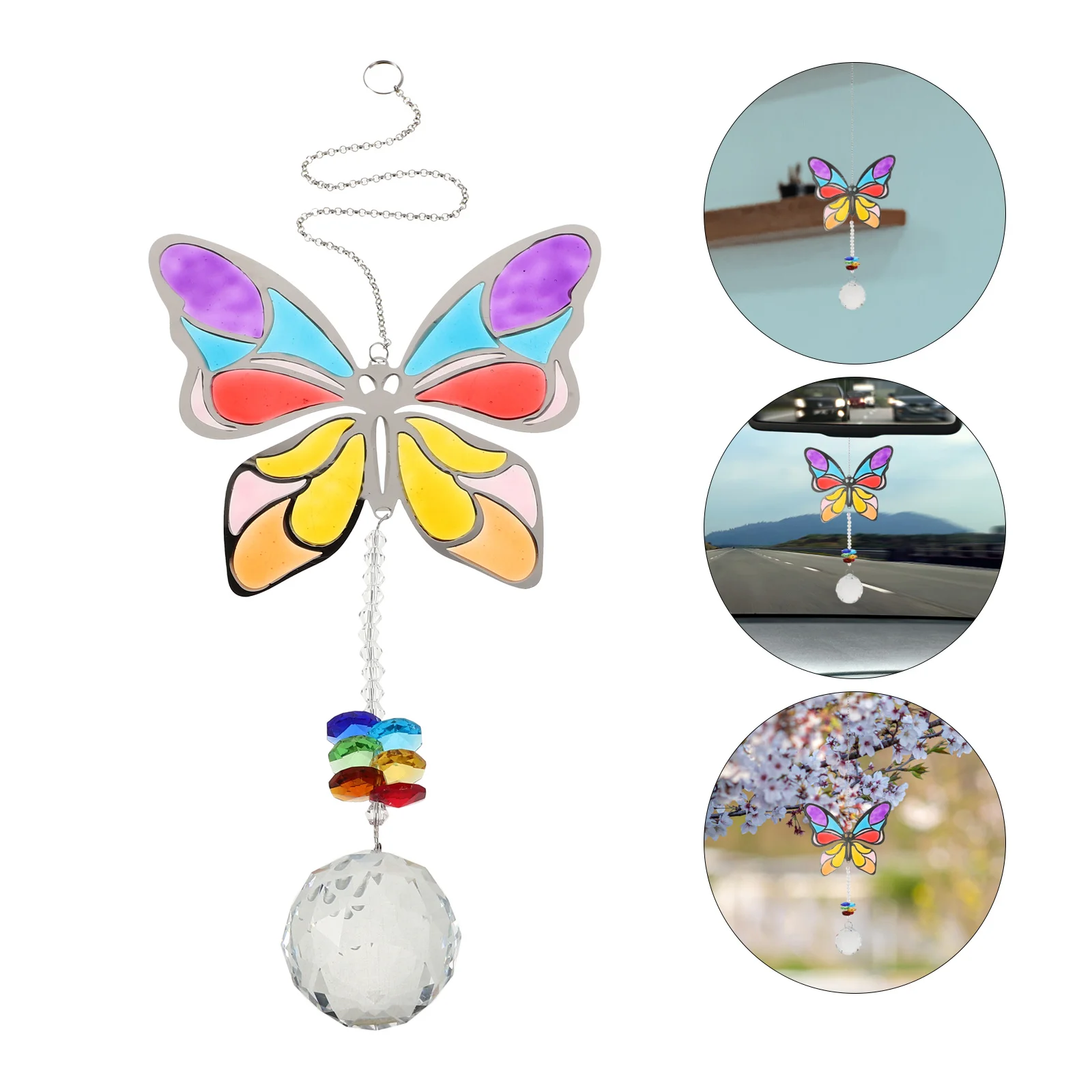 زينة معلقة على شكل فراشة كريستالية لتزيين النوافذ الأنيقة لحديقة المنزل المزخرفة للتعليق على الحائط لصائد الشمس