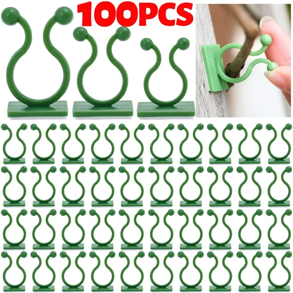 100/10PCS Invisible Plant Fixator Rattan Vine Fixed Buckle Self-Adhesive Wire Organizer Home Non-trace Climbing Wall Line Device