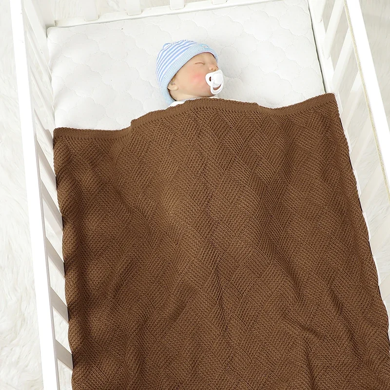 Newborn Baby Blankets Knitted Infant Girl Boy Bedding Quilt 90*70CM Fashion Solid Toddler Stroller Swaddle Super Soft Plaid Warm