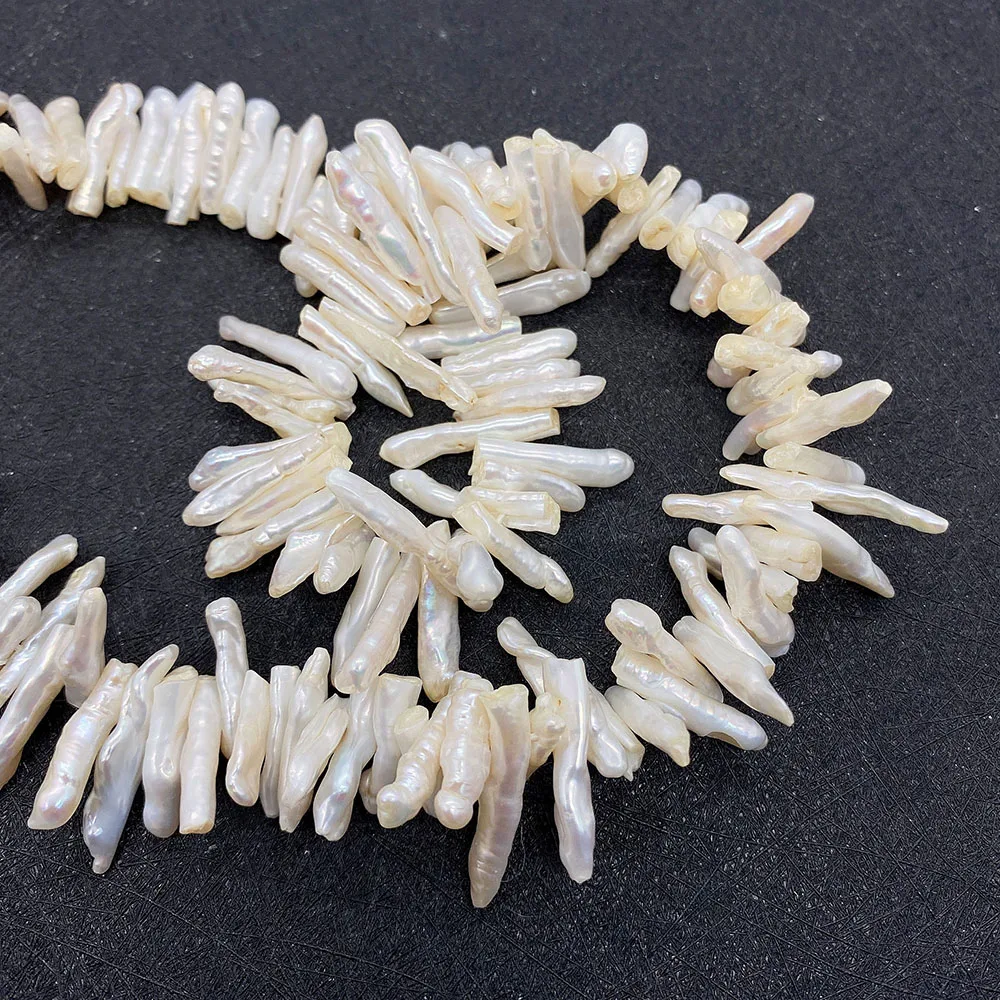 Natural Freshwater Pearls Toothpick Shape White Pearl Beads DIY Jewelry Making Elegant Jewelry Gifts for Women Size 3x10-5x20mm