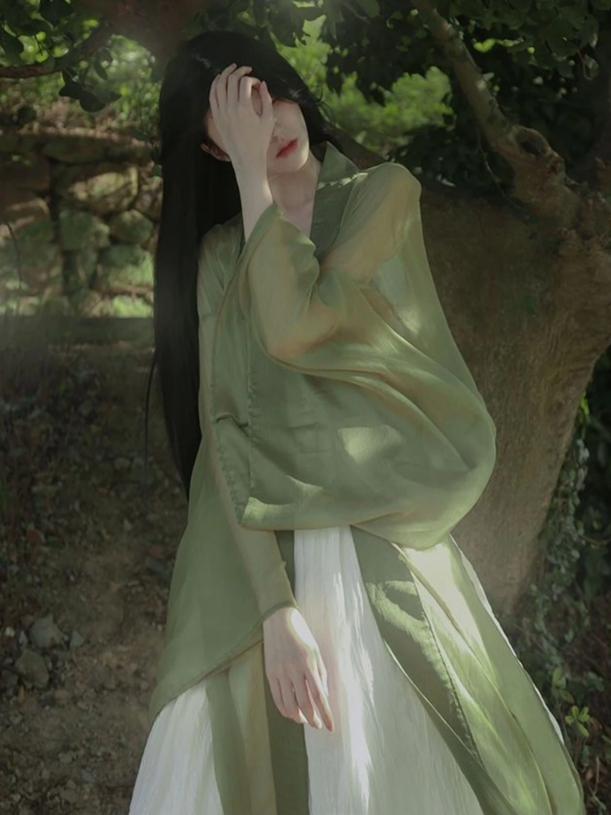 

New Chinese Style Zen Aesthetic Women's Summer Song Dynasty Hanfu Set Strap Dress Large Skirt Ancient Style Open Cardigan
