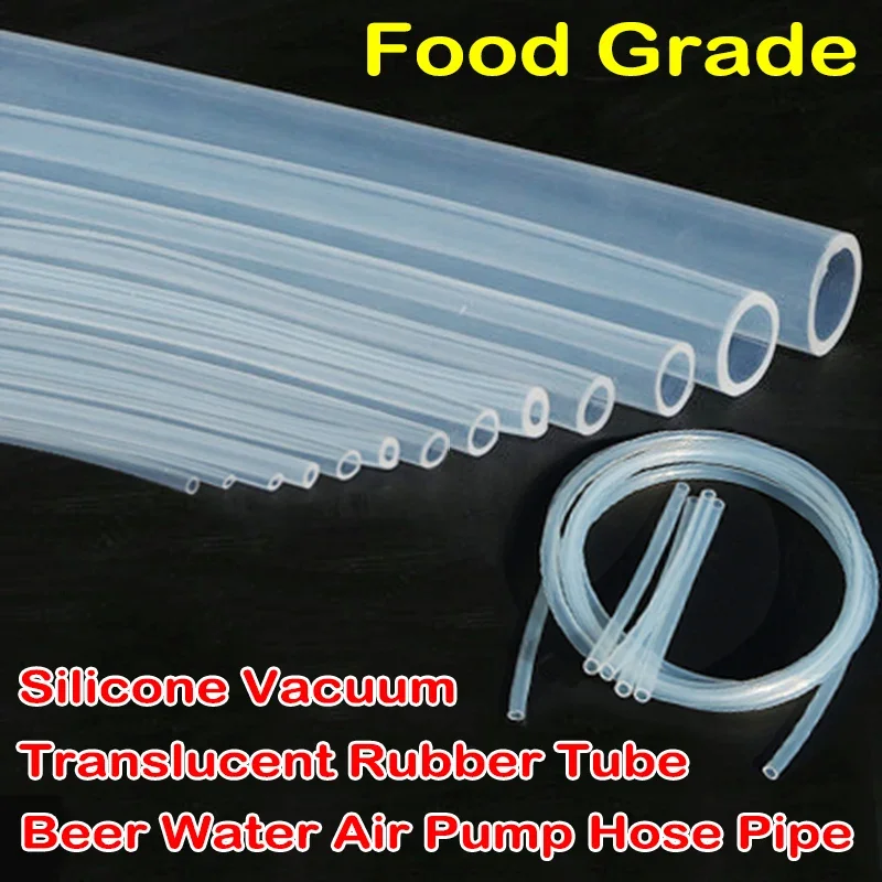 Flexible 1 Meter Food Grade Clear Translucent Silicone Tube Silica Gel dia. 0.5 1 2 3 4 5 mm Beer Milk Rubber Hose Pipe Soft 1m