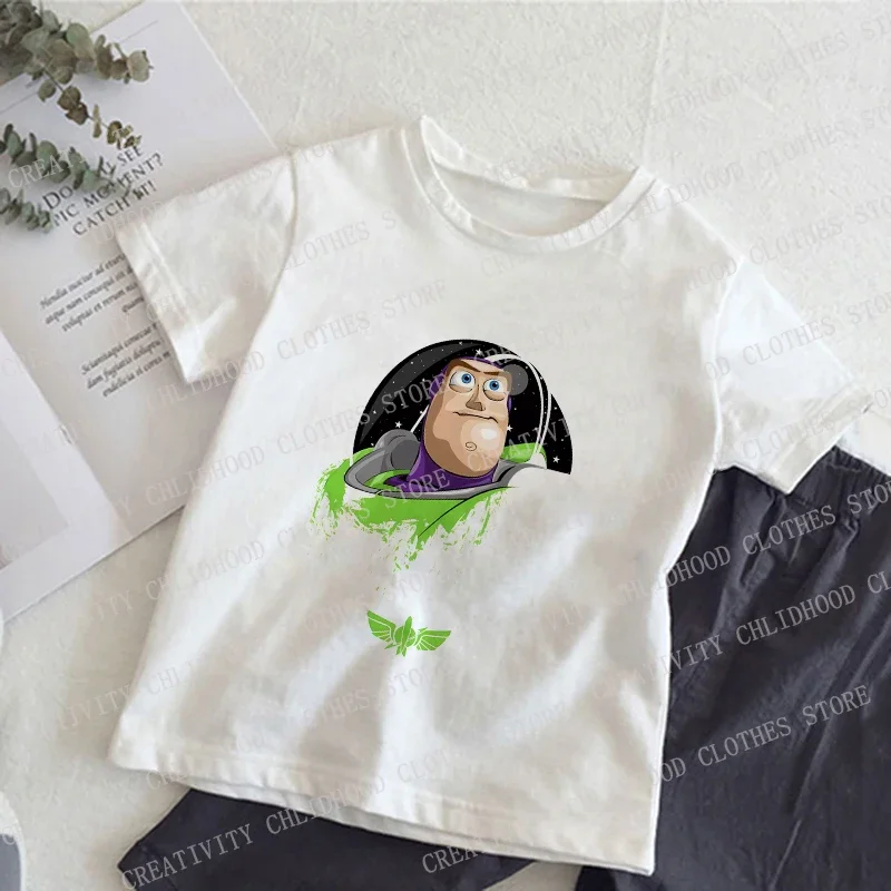 Toy Story Children T-Shirt Summer Clothes Woody Buzz Lightyear Kawaii Anime Cartoons Kids Boy Girl T Shirt Casual Tops