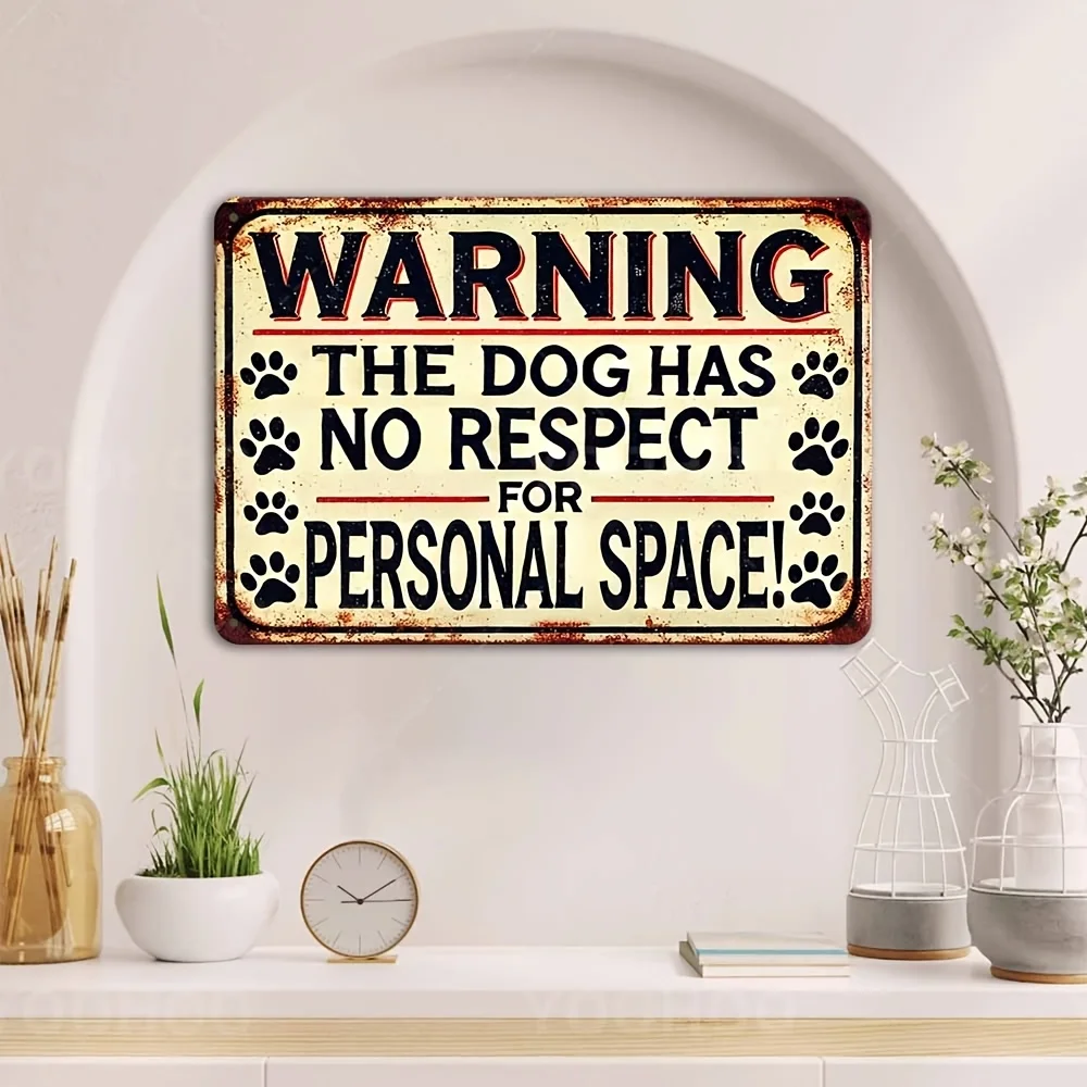 Dog Warning Aluminum Sign, in - Humorous 