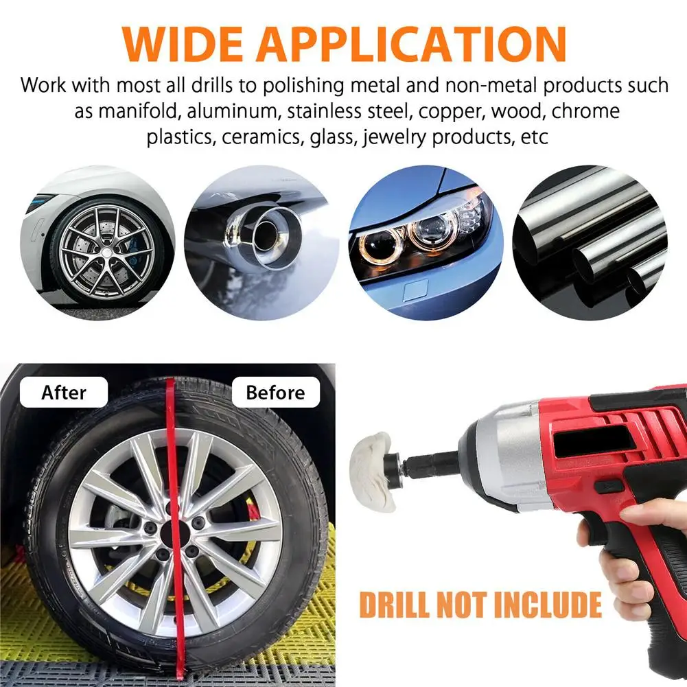 7pcs Car Wheels Polishing Buffing Pads Polisher Aluminum Alloy Stainless Steel Mop Wheel Drill Kit tools for scooter motorcycle