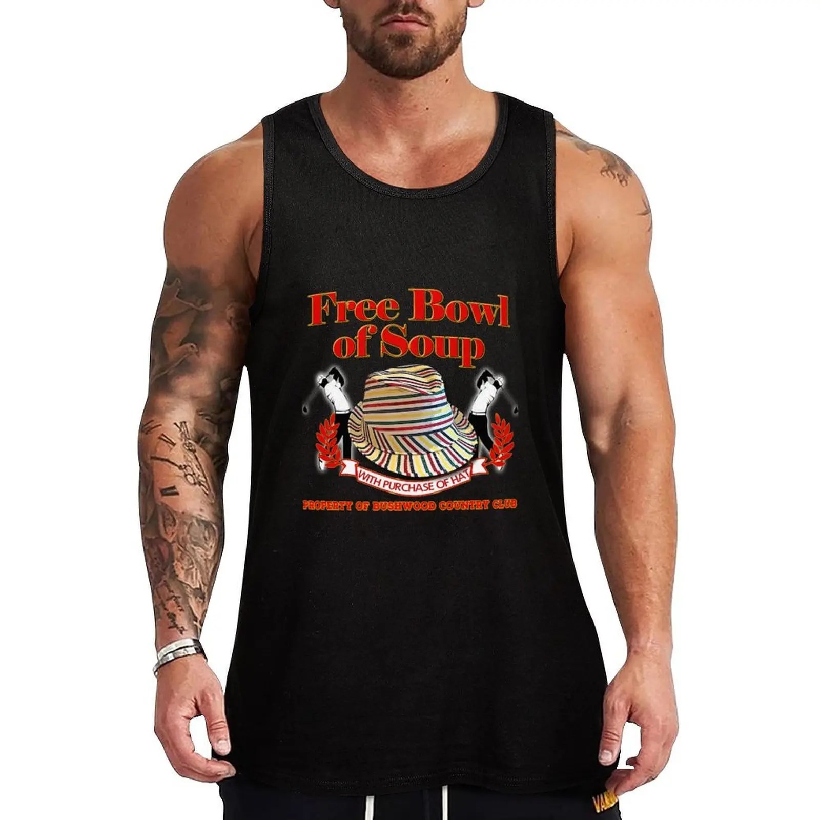 

Caddyshack- Free bowl of soup with Hat Tank Top Man summer clothes Men gym sportswear anime t-shirts for Men's gym