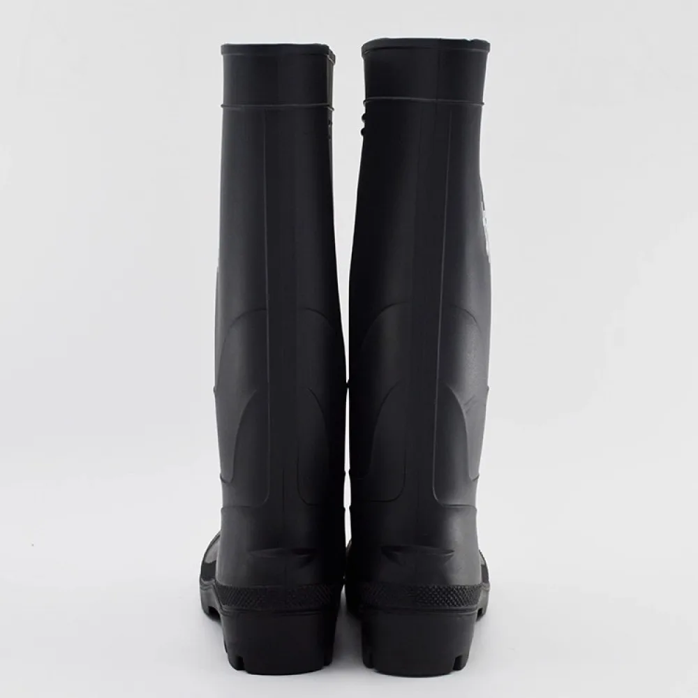 Mens High Tube PVC Rain Boots Heavy Duty Waterproof Work Shoes Anti Slip Rubber Sole Construction Safety Outdoor Footwear