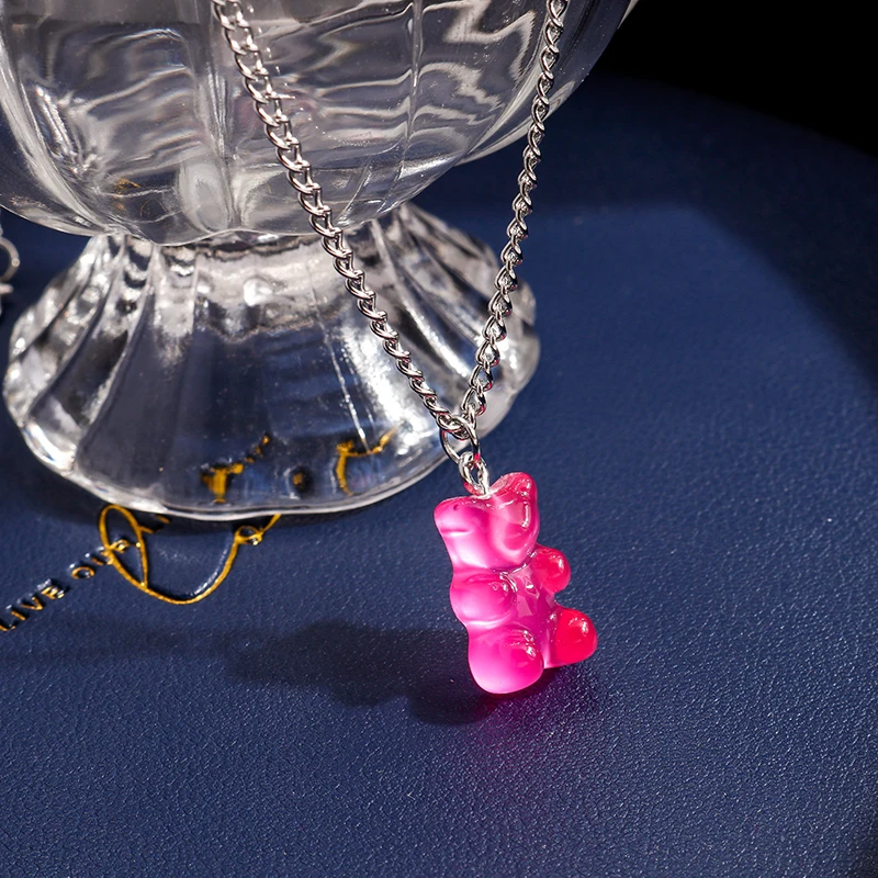 Aihua neue große Süßigkeiten Farbe Gummibärchen Halskette für Frauen Kinder kreative Harz Bär Anhänger Halskette Ohrring Geburtstag Schmuck Geschenke – Detail 32