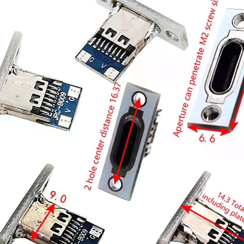 10pcs USB 3.1 Type C Socket Fixing Plate Type-C USB Jack 3.1 Type-C 2Pin 4Pin Female Connector Jack Charging Port