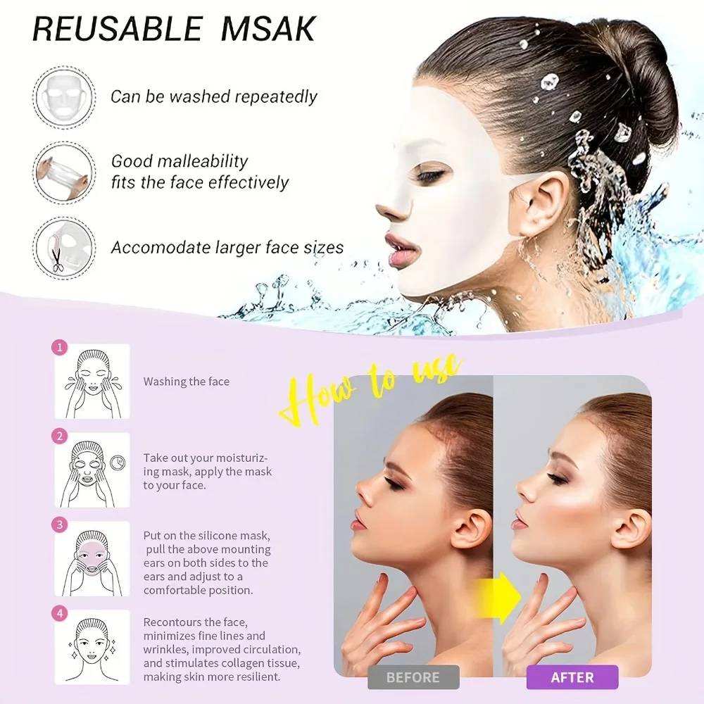 Reusable Silicone Face Mask Holder Ear Hanging Design 3D Moisturizing Facial Mask Cover Anti Wrinkle Auxiliary Mask