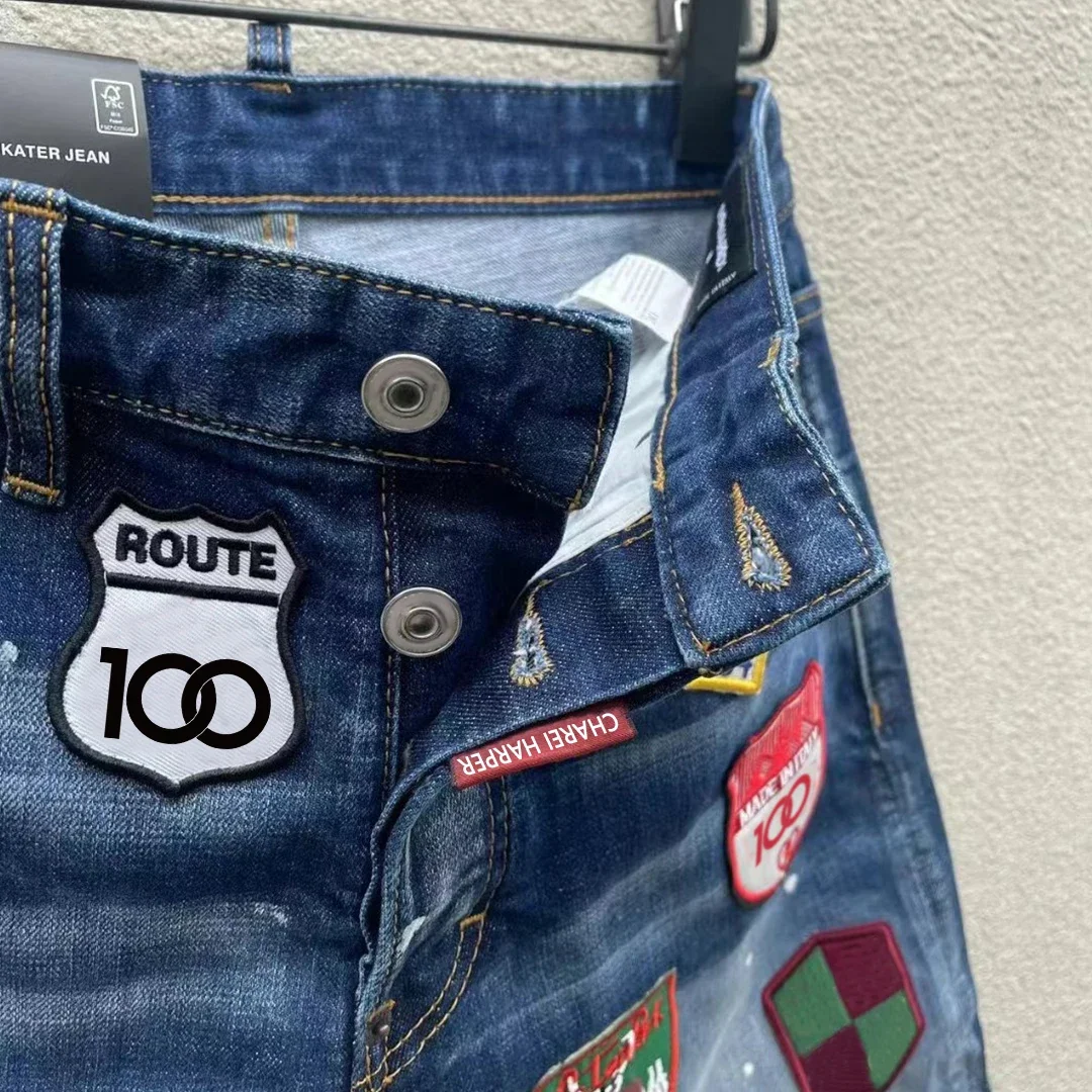 100chareiharper D306 yeni erkek denim şort moda yıkama yırtık kesim çeyrek şort